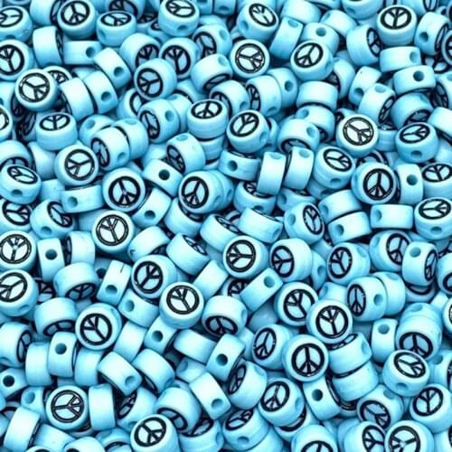 100pcs/Lot 7mm Oval Shape Acrylic Spaced Beads Peace Symbol Beads For Jewelry Making DIY Charms Bracelet Necklac Accessories #13