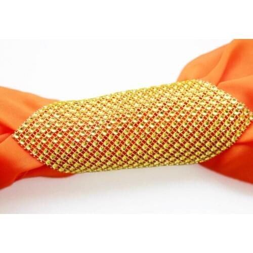 100PCS Gorgeous Dinner Party supplies silver Diamond Mesh Napkin Holders Bling Rhinestone Napkin Rings for weddings DIY decor