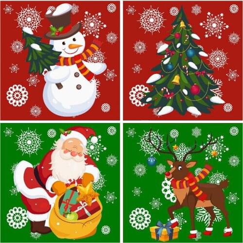 5D Diy Diamond Painting Cartoon Santa Claus Round Rhinestone Embroidery Christmas Tree Scenery Home Decoration Christmas Gift