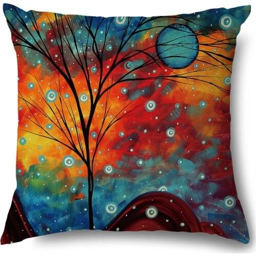 Artinlive Tree Linen Pillow Cover Geometric Decorative Throw Pillow Case Spring Bed Sofa Cushion Cover Nordic Style Home Decor