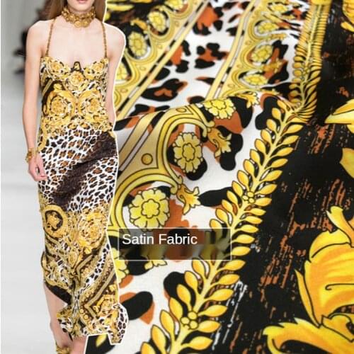 100% Polyester Fashion Satin Dress handmade Summer Skirt Imitation Silk Dresses Fabric by The Yard for Sewing Digital Printing