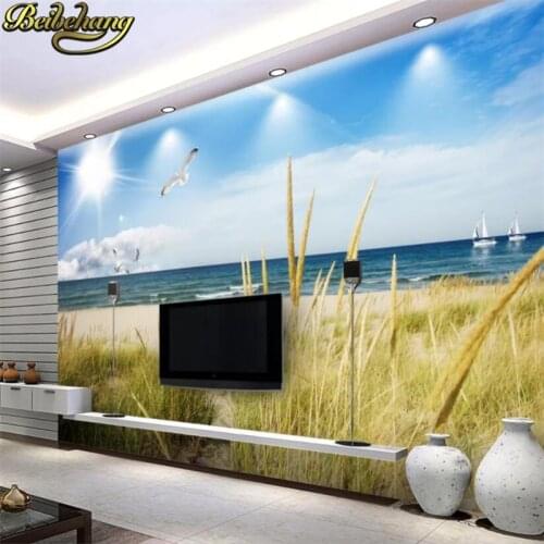Beibehang Custom photo wallpaper for walls Blue sky TV background seascape photo mural wallpapers for living room bedroom walls