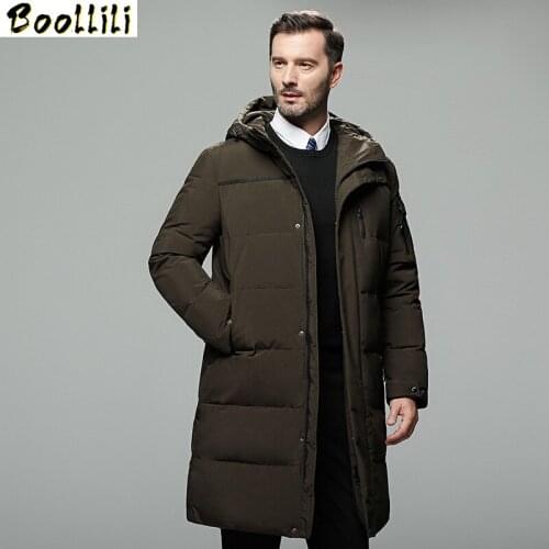 Boollili 90% White Duck Down Coat Winter Coat Men Plus Size Long Puffer Jacket Warm Parka Down Jacket Doudoune Homme