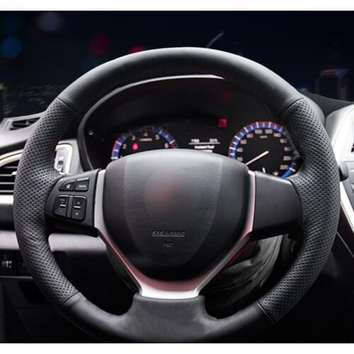 Black Artificial Leather Car Steering Wheel Cover for Suzuki Swift 2011-2017 Vitara 2015-2019 Celerio 2015-2019 SX4