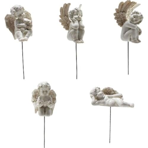 Decorative Angel Garden Stakes Flower Bed Miniature Angel Statue Artificial Grass Outdoor Garden Accessories Garden Decoration