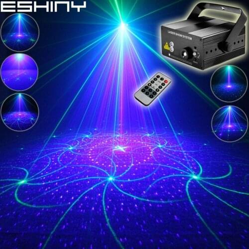 ESHINY Mini Green Blue Laser 16 Patterns Projector Remote Blue Led DJ Dance Holiday Disco Family Party Stage Effect Light T197D4