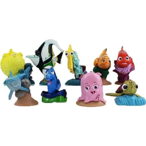 6-7cm 9Pcs/Set Anime Movie Cute Fish PVC Action Figure Toy Cartoon Figurine Model Doll Gift for Kids