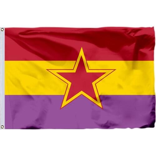 Spanish Republican Flag With Star 100D 150X90CM Polyester Double Stitched High Quality Free Shipping