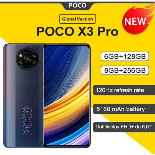 Global Version POCO X3 Pro NFC 6GB 128GB/ 8GB 256GB Smartphone Snapdragon 860 120Hz DotDisplay 732G 48MP Camera 5160 Battery NFC