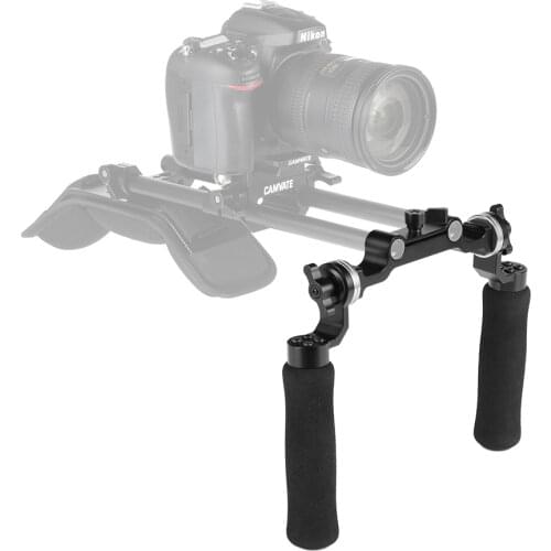CAMVATE Sponge Handgrip (A Pair) With Rosette Mount Connection & 15mm Rod Clamp Adapter C2269