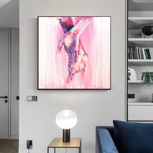 Graffiti Gesture Canvas Painting Pink Watercolor Posters and Prints Wall Pictures Modern Aisle Room Bedroom Home Decoration