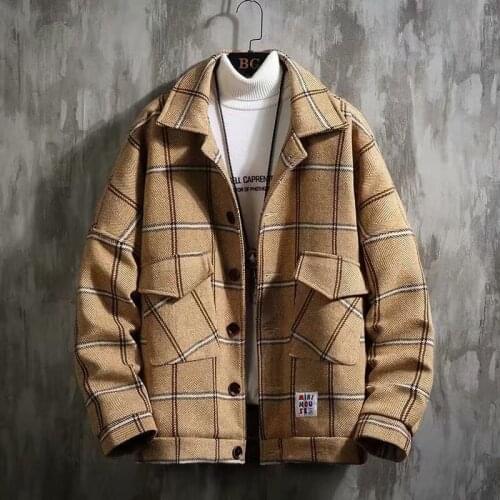 Plaid Winter Jacket Men Thicken Oversized Loose Hip Hop Outwear Korean Streetwear Vintage Harajuku Coat Casual Bomber Jacket Men