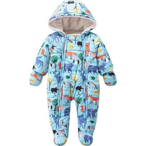Newborn Baby Girls Boys Winter Coat Outwear Plus Velvet Thickening Soft Fleece Rompers Infant Jumpsuit Overalls For Kids Clothes