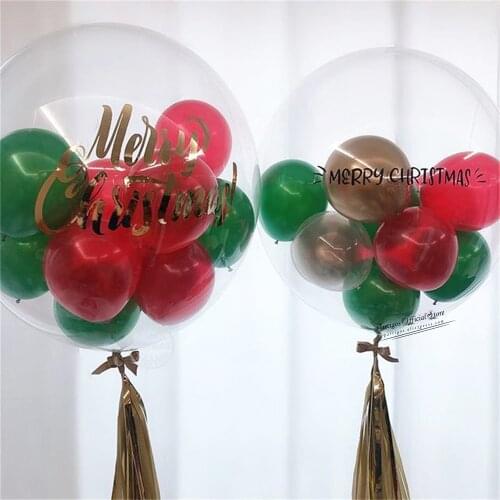 13pcs/set mixed 18inch bubble balloons set Christmas globos 5inch red green Chrome gold ballons indoor Christmas party decors