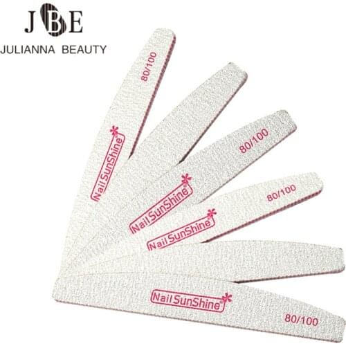 10pcs Sandpaper Nail File lime a ongle Professionel Nail Buffer 80/100 Pink Double Side Manicure Buffing Boat File Grey