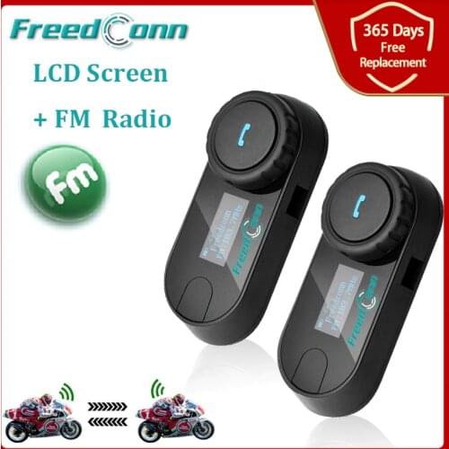 New Updated Version! FreedConn T-COMSC Bluetooth Motorcycle Helmet Intercom Interphone Headset LCD Screen + FM Radio