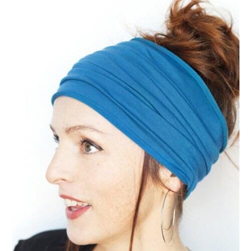 2020 New Elastic Turban Hat Solid Color Women Fitness Headband Sweatband Fitness Bandage Headwrap Headbands Hair Accessories