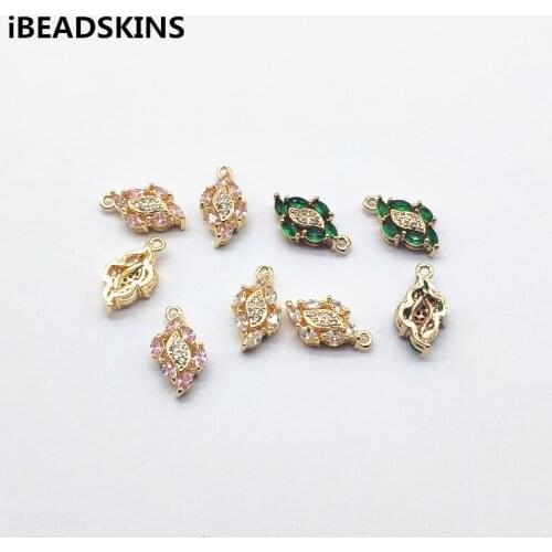 New arrival! 17x9mm 50pcs Cubic Zirconia leaf shape Charm for Earrings parts/hand Made Earrings make/ Jewelry Findings DIY