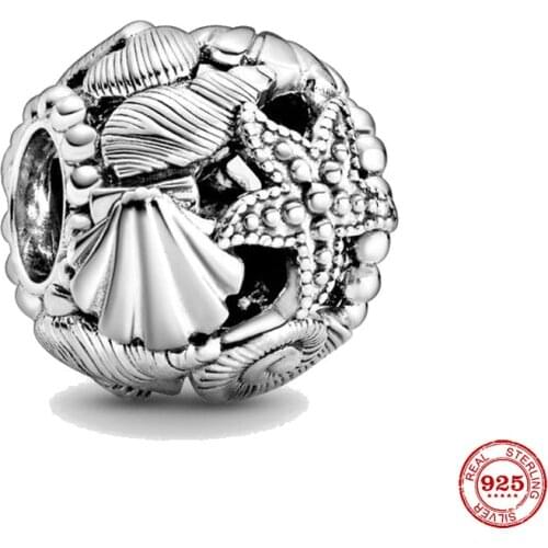New Original silver color openwork ocean diy bead charm fit european pandora charms bracelet bangles diy jewelry P493