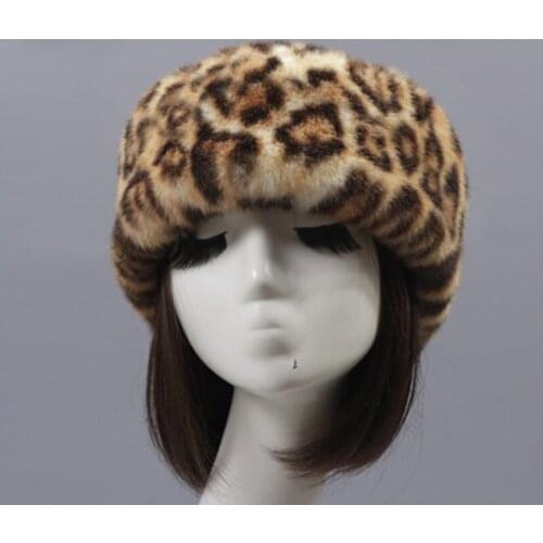 24 Colors Thick Fluffy Empty Top Earwarmer Cap Elasticity Universal Solid Leopard Print Winter Outdoor Ski Hats