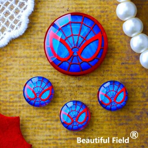 12mm 25mm 14mm 16mm 18mm 20mm Photo Glass Cabochons Round Cameo Set Handmade Settings Stone Hero Spider BBR956