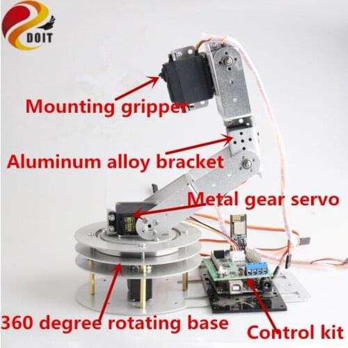 SZDOIT Wifi/Bluetooth/Handle Control Metal 5-Axis Robot Arm Kit 5DOF Robotic Educational Rotating Base Servo DIY For Arduino