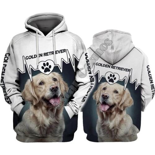 Golden Retriever Heartbeat 3D Hoodies Printed Pullover Men For Women Funny Sweatshirts Christmas Sweater Drop Shipping