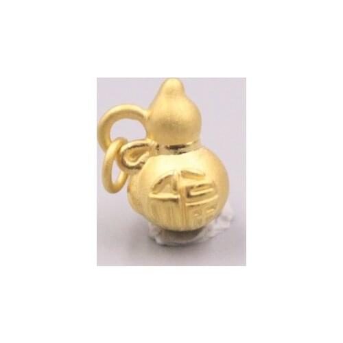 Fine Pure 999 24K Yellow Gold 3D Fu Gourd Pendant Men Women Lucky Gift 0.8g / 12*9mm