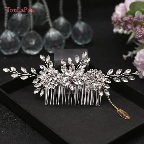 TOPQUEEN HP77 Silver Wedding Tiara Bridal Combs Rhinestone Hair Accessories Wedding Headwear Bridal Hair Clip Wedding Hair Comb