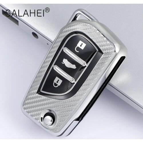 Carbon Fiber TPU Car Remote Key Cover Case For Toyota Auris Corolla Avensis Verso Yaris Aygo Scion TC IM 2015 2016 Camry RAV4