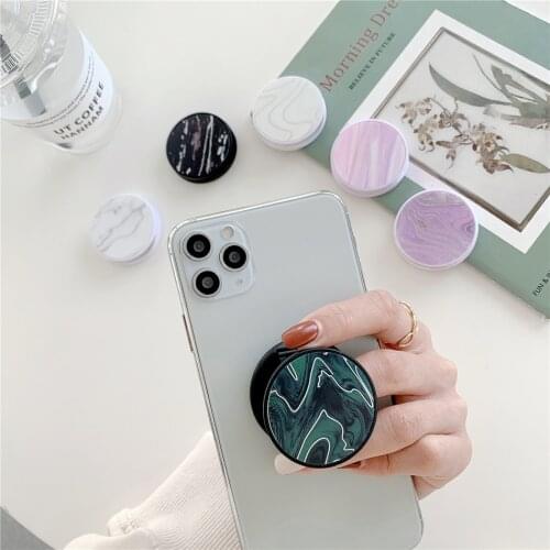 Universal Laser Plating Flower Marble Expanding Phone Mobile Stand Grip Finger Rring Support Round Foldable Holder Accessories