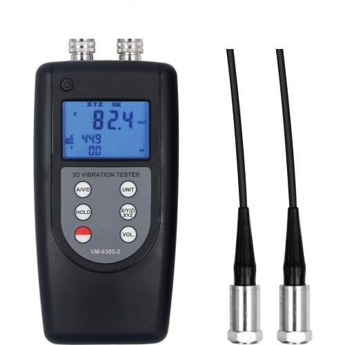 VM-6380-2 3D Vibration Meter Tester 2-Channel Transducers Sensor 10Hz~10kHz