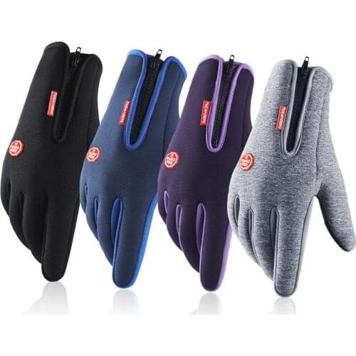 Waterproof Gloves for Outdoor Cycling Mens Winter Touch Screen Windproof Women Zipper Sports Warmth and Velvet Mountain Skiing
