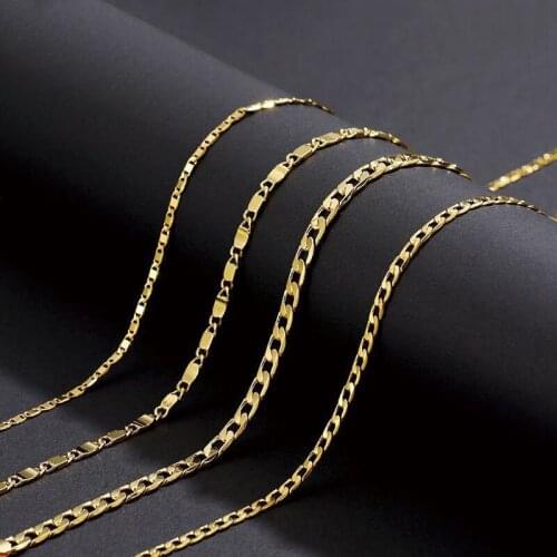 XP Jewelry --( 40cm 50cm 60cm) 24k Gold Plated Figaro Necklaces for Men Women Fashion Jewelry Nickel free