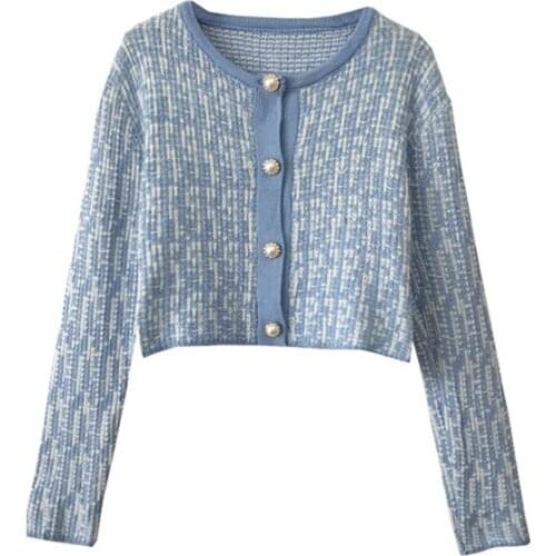 2021The New Women Short Cardigan Knitted Sweater Early spring Long Sleeve O- neck Cardigans Casual Streetwear Fashion Sweater