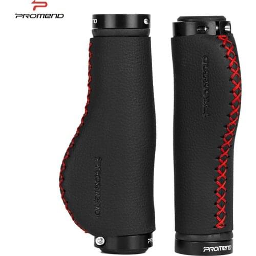 Promend Fiber Leather City Mountain Bike Scooter MTB Bicycle Handlebar Cover Handle Grips Bar End Non-slip Aluminum Lock 1 Pair