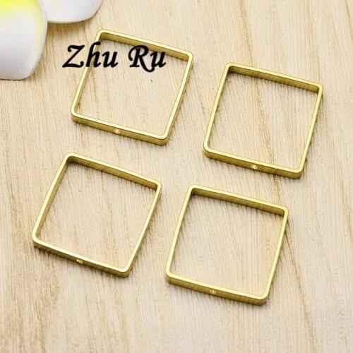 10pcs/lot zhu ru copper 25mm Charms Quadrilateral frame Belt buckle Pendants connection ring Antique Jewelry Making DIY Handmade