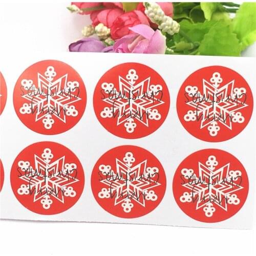 100PCS/Lot 3.5x3.5cm Round Shape Sticker Labels Snowflake Pattern for Jewelry Boxes Christmas Gifts Bags Self Adhesive Stickers