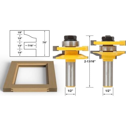 2pcs/lot Rail & stile Router Bit Set- Matched 2 Bit LARGE Ogee. 1/2" Shank shaker profile Shimming Instructions