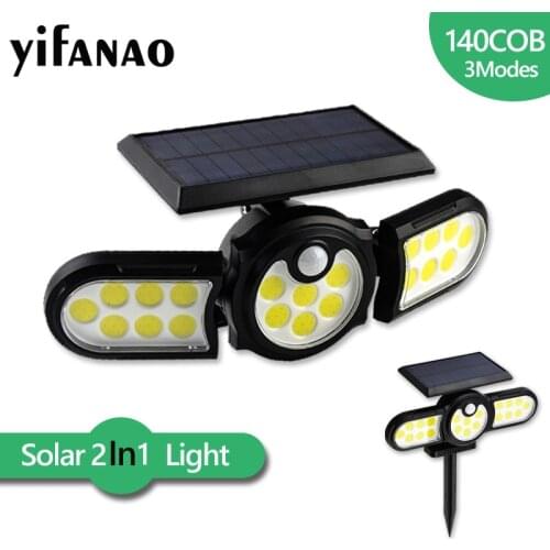 2In1 Super Bright Solar Lights Outdoor 140COB LED IP65 Waterproof Solar Garden Light Solar Flood Light for Landscape Path Patio