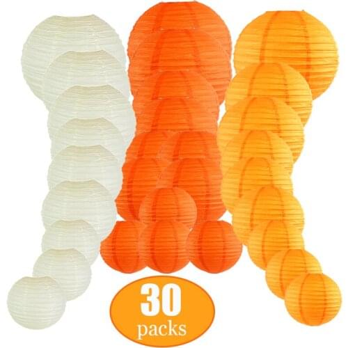 30 Pcs /Set Orange Beige Chinese Paper Lantern Assorted Sizes lampion Wedding lantaarn Halloween Hanging lampionnen Decor