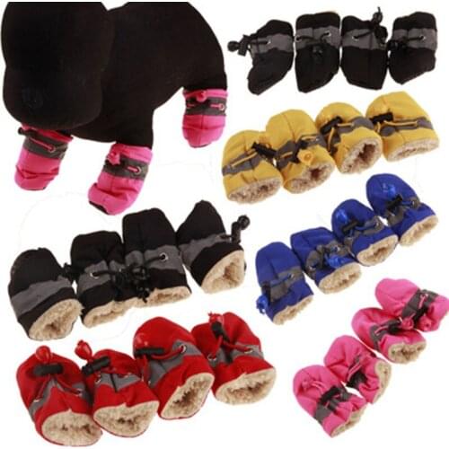 4pcs Antiskid Puppy Shoes Soft-soled Pet Dog Shoes Waterproof Small Dog Prewalkers Soft Pet Products Supplies Pet Paw Care New