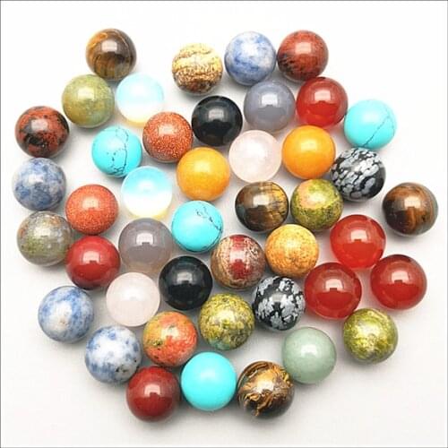 50pcs mixed natural stone round Ball Bead 12mm No hole charms round shape stone Beads For Jewelry Making free shipping