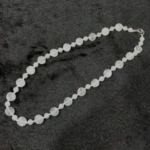 6pcs Natural Stone Clear Quartz Alabaster Hand-woven Bohemia Choker Torque Energy Round Flat Beads Healing Necklace Collar Free