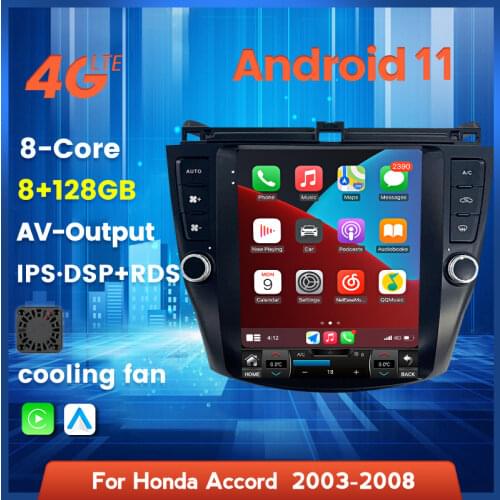 Tesla Style Android 11 6+128GB Car Audio GPS Navigation For Honda Accord 7 2003-2008 Car Head Unit Multimedia Player Auto Radio
