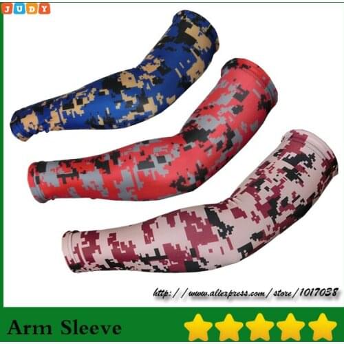 DHL Free Shipping 100pcs Compression Sports Arm Sleeve Camo Baseball Football Wicking Neon sleeves
