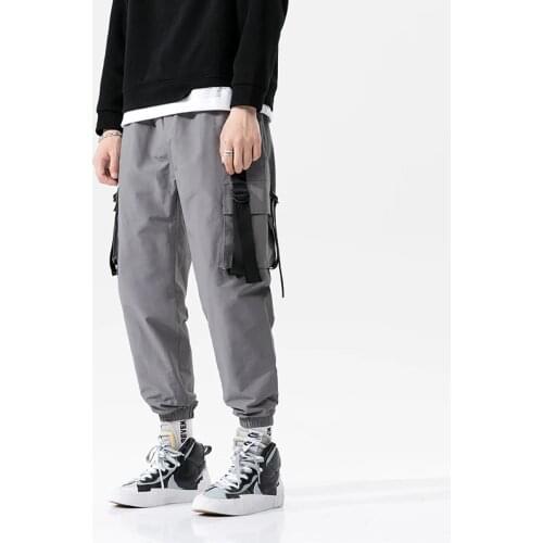 New Black Cargo Pants Hip Hop Boys Multi-pocket Elastic Waist Harem Pant Men Streetwear Punk Trousers Jogger Men Tactical Pants
