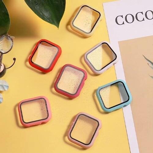 PC+Tempered Glass Case for Apple Watch 40 44MM Clear Screen Protector for iWatch 6 5 4 3 2 1 SE 38 40 42 44 MM Watch Cover Case
