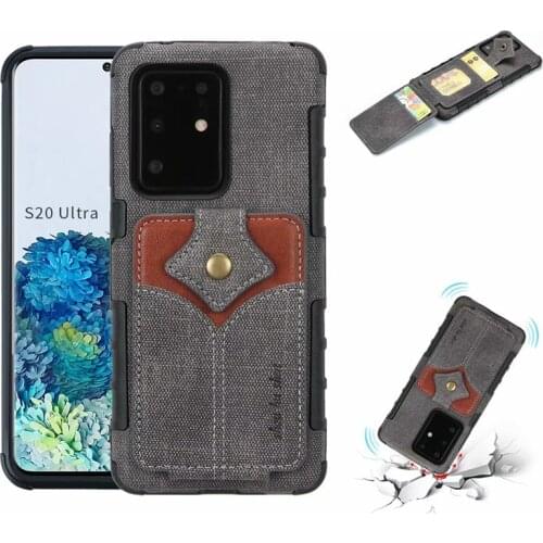 Multifunction Hidden Card Slot Wallet Case For Samsung S20 S10 S9 S8Plus Note 10 Plus 9 8 Canvas Buckles Portable Silicone Cover