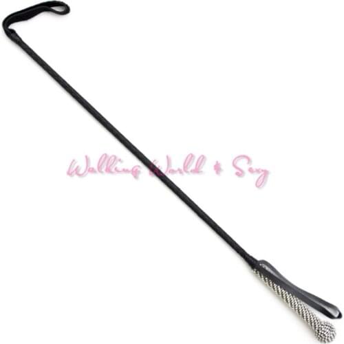 Black Delicate Leather Whip With Crystal Handle Lash Strap Fetish Spanking Flogger Sex Whip Adult Game Sex Toys For Women Couple